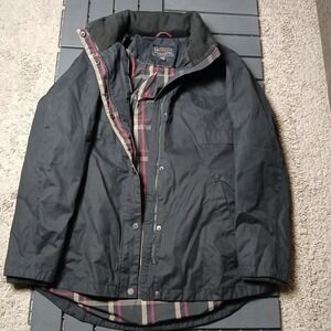 Pendleton Jacket Overcoat Zip Up‎ Buttons Mens Black Xl Vintage Cotton RA